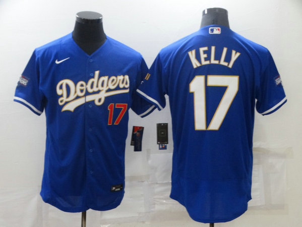 Men's Los Angeles Dodgers #17 Joe Kelly Royal Blue Championship Flex Base Sttiched MLB Jersey