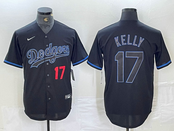 Men's Los Angeles Dodgers #17 Shohei Ohtani Black Cool Base Stitched Baseball Jersey  ebjerseys.com