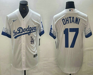 Men's Los Angeles Dodgers #17 Shohei Ohtani White 2021 City Connect Cool Base Stitched Jerseys