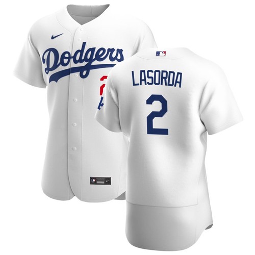 Men's Los Angeles Dodgers #2 Tommy Lasorda White Stitched Jersey