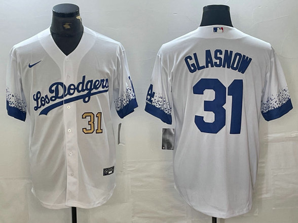 Men's Los Angeles Dodgers #31 Tyler Glasnow White City Connect Cool Base Stitched Baseball Jersey 5