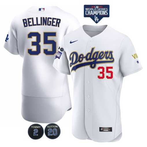 Men's Los Angeles Dodgers #35 Cody Bellinger White Gold