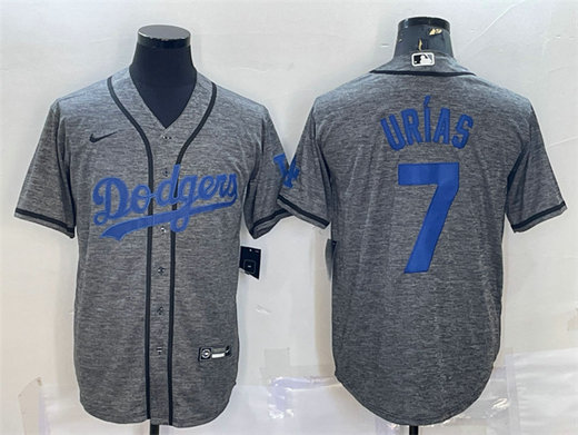 Men's Los Angeles Dodgers #7 Julio Urías Grey Cool Base Stitched Jersey