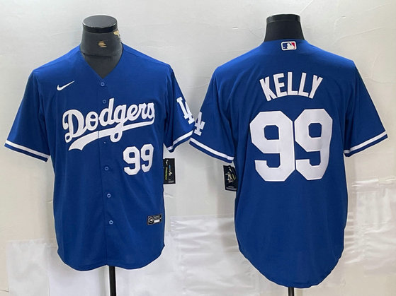 Men's Los Angeles Dodgers #99 Joe Kelly Blue City Connect Cool Base Stitched Baseball Jersey 11