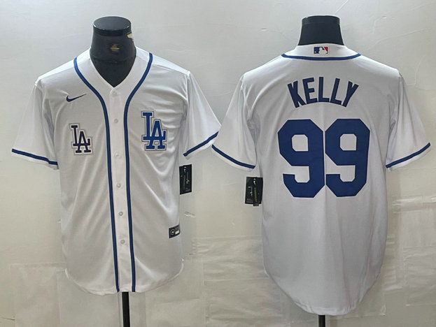 Men's Los Angeles Dodgers #99 Joe Kelly White City Connect Cool Base Stitched Baseball Jersey 1