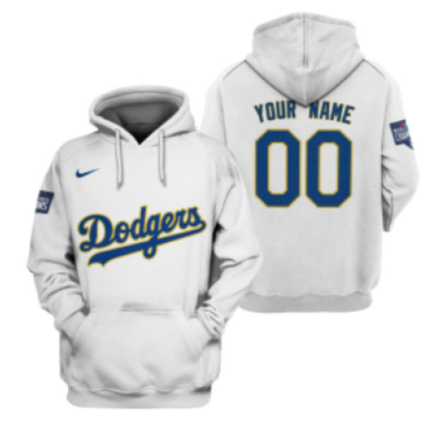 Men's Los Angeles Dodgers Active Player Custom 2021 White Pullover Hoodie