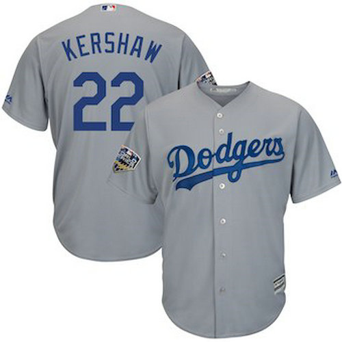 Men's Los Angeles Dodgers Clayton Kershaw Majestic Gray 2018 World Series Cool Base Player Jersey
