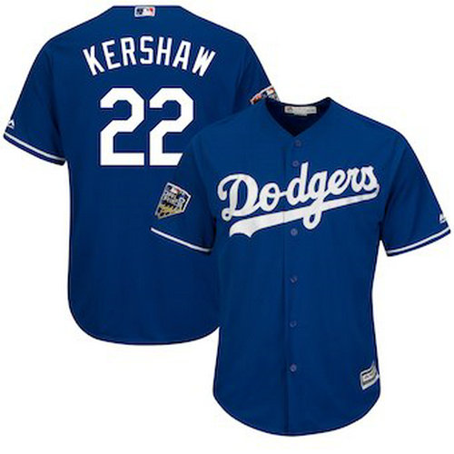 Men's Los Angeles Dodgers Clayton Kershaw Majestic Royal 2018 World Series Cool Base Player Jersey