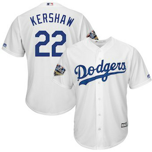 Men's Los Angeles Dodgers Clayton Kershaw Majestic White 2018 World Series Cool Base Player Jersey