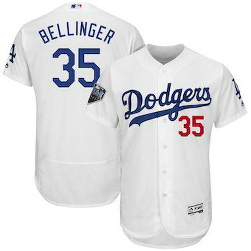 Men's Los Angeles Dodgers Cody Bellinger Majestic White 2018 World Series Flex Base Player Jersey
