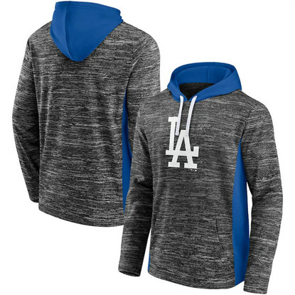 Men's Los Angeles Dodgers Gray Royal Instant Replay Color Block Pullover Hoodie
