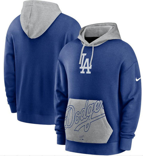Men's Los Angeles Dodgers Nike Royal Gray Heritage Tri Blend Pullover Hoodie
