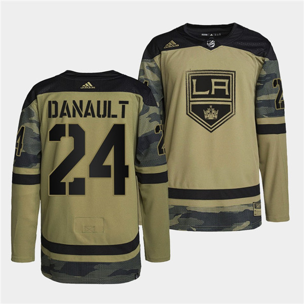 Men's Los Angeles Kings #24 Phillip Danault 2022 Camo Military Appreciation Night Stitched Jersey