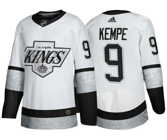 Men's Los Angeles Kings #9 Adrian Kempe White Throwback Stitched Jersey