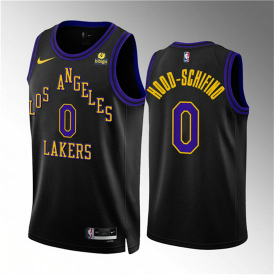 Men's Los Angeles Lakers #0 Jalen Hood-Schifino Black 2023 24 City Edition Stitched Basketball Jersey