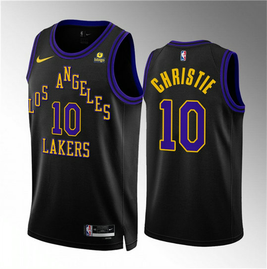 Men's Los Angeles Lakers #10 Max Christie Black 2023 24 City Edition Stitched Basketball Jersey