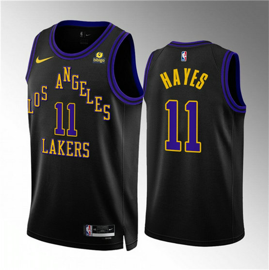 Men's Los Angeles Lakers #11 Jaxson Hayes Black 2023 24 City Edition Stitched Basketball Jersey