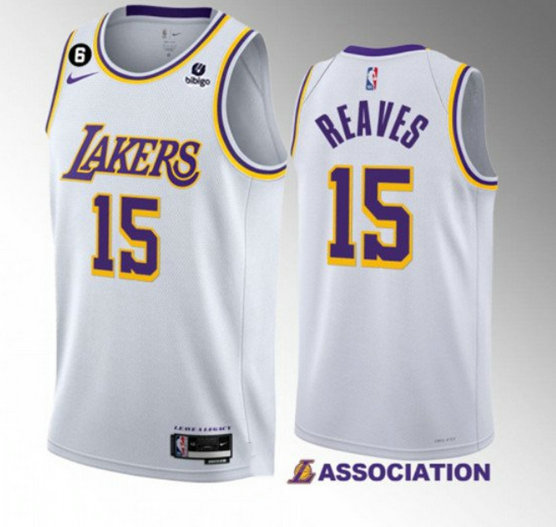 Men's Los Angeles Lakers #15 Austin Reaves White Association Edition With NO.6 Patch Stitched Basketball Jersey 001