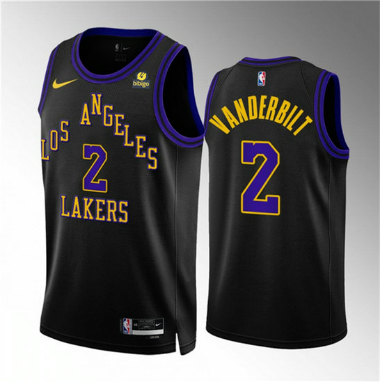 Men's Los Angeles Lakers #2 Jarred Vanderbilt Black 2023 24 City Edition Stitched Basketball Jersey