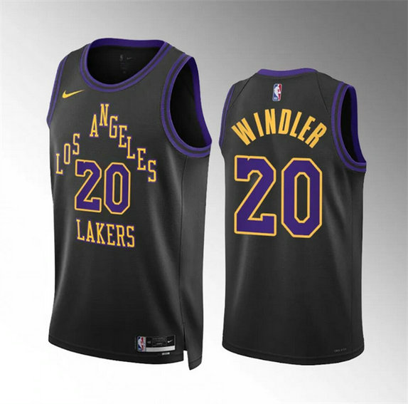 Men's Los Angeles Lakers #20 Dylan Windler Black 2023 24 City Edition Stitched Basketball Jersey