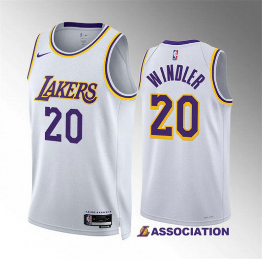 Men's Los Angeles Lakers #20 Dylan Windler White Association Edition Stitched Basketball Jersey