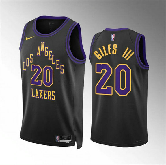 Men's Los Angeles Lakers #20 Harry Giles Iii Black 2023 24 City Edition Stitched Basketball Jersey