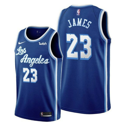 Men's Los Angeles Lakers #23 LeBron James 2020 Blue Throwback Jersey