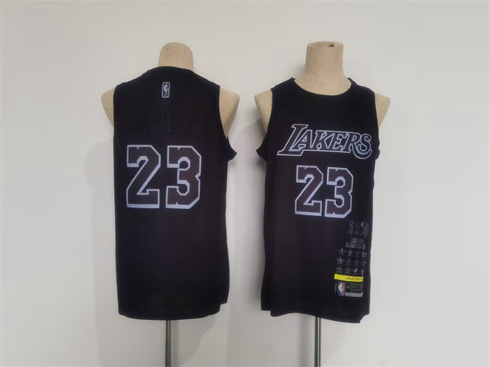 Men's Los Angeles Lakers #23 LeBron James Black Stitched Basketball Jersey1