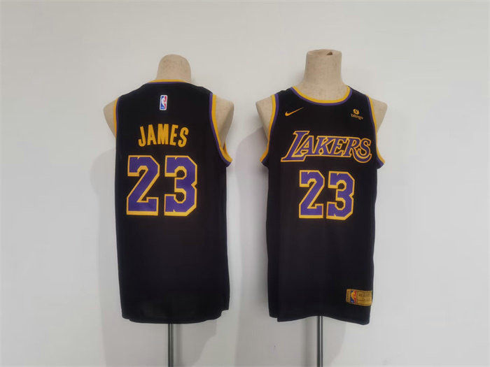 Men's Los Angeles Lakers #23 LeBron James Black Stitched Basketball JerseyS