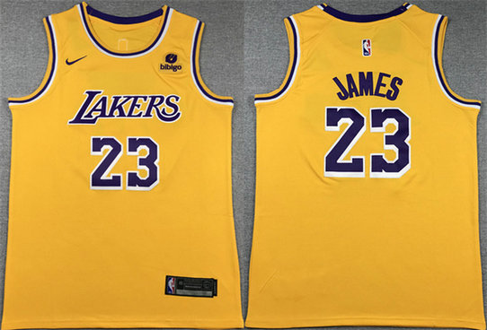 Men's Los Angeles Lakers #23 LeBron James Yellow Stitched Basketball Jersey