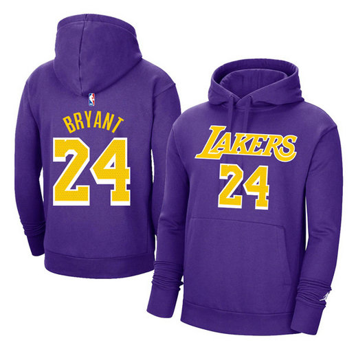 Men's Los Angeles Lakers #24 Kobe Bryant 2021 Purple Pullover Hoodie