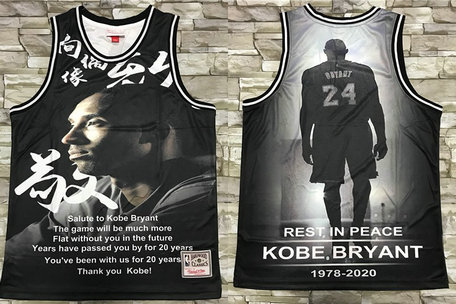 Men's Los Angeles Lakers #24 Kobe Bryant Black Retired CommemorativeSwingman Jersey