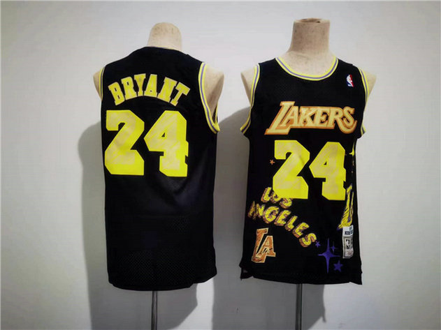 Men's Los Angeles Lakers #24 Kobe Bryant Black Throwback Basketball Jersey