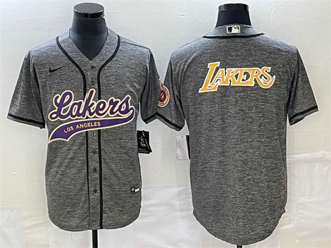 Men's Los Angeles Lakers #24 Kobe Bryant Gray Cool Base With Patch Stitched Baseball Jerseys