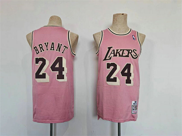 Men's Los Angeles Lakers #24 Kobe Bryant Pink Throwback Basketball Jersey