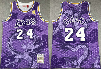 Men's Los Angeles Lakers #24 Kobe Bryant Purple 1996-97 Throwback Basketball Jersey
