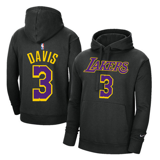 Men's Los Angeles Lakers #3 Anthony Davis 2021 Black Pullover Hoodie