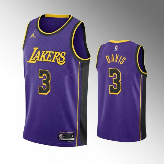 Men's Los Angeles Lakers #3 Anthony Davis Statement Edition Purple Stitched Basketball Jersey