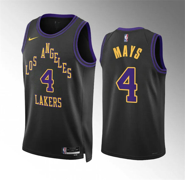 Men's Los Angeles Lakers #4 Skylar Mays Black 2023 24 City Edition Stitched Basketball Jersey