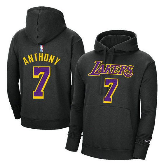 Men's Los Angeles Lakers #7 Carmelo Anthony 2021 Black Pullover Hoodie