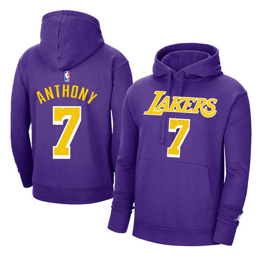 Men's Los Angeles Lakers #7 Carmelo Anthony 2021 Purple Pullover Hoodie