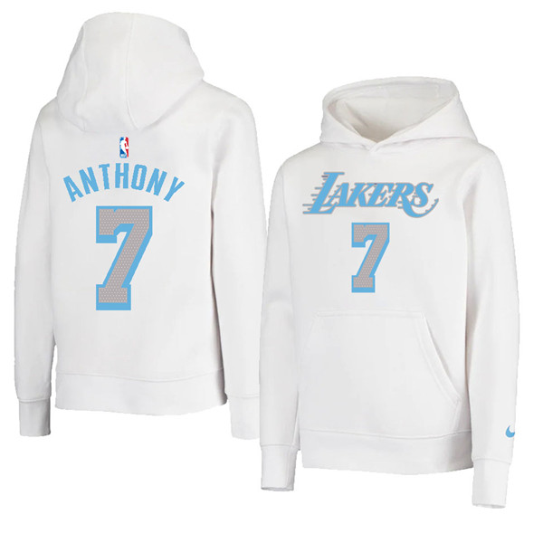 Men's Los Angeles Lakers #7 Carmelo Anthony 2021 White Pullover Hoodie