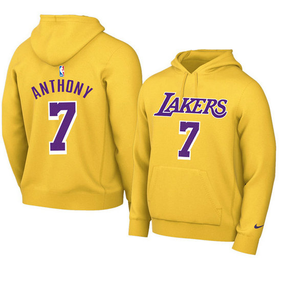 Men's Los Angeles Lakers #7 Carmelo Anthony 2021 Yellow Pullover Hoodie