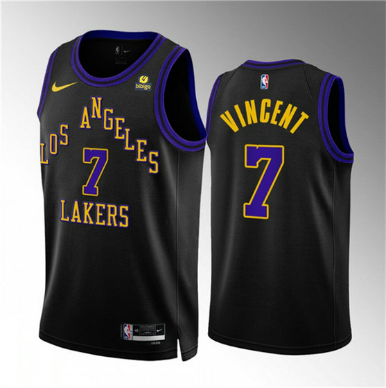 Men's Los Angeles Lakers #7 Gabe Vincent Black 2023 24 City Edition Stitched Basketball Jersey