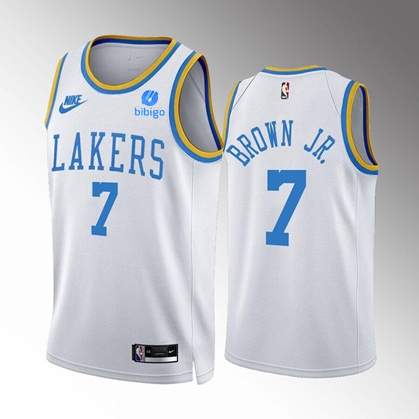 Men's Los Angeles Lakers #7 Troy Brown Jr. 2022 23 White Classic Edition Stitched Basketball Jersey