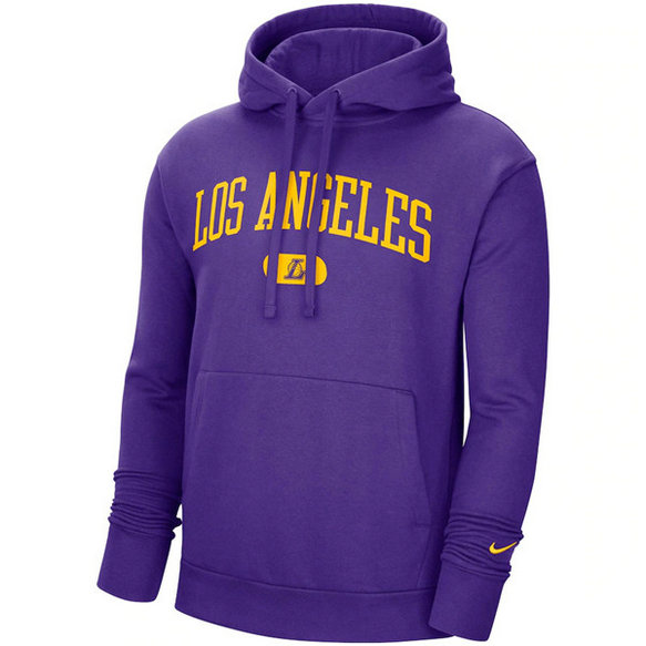 Men's Los Angeles Lakers 2021 Purple Heritage Essential Pullover Hoodie
