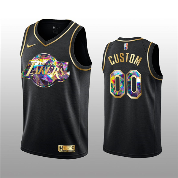 Men's Los Angeles Lakers Active Player Custom 2021 22 Black Golden Edition 75th Anniversary Diamond Logo Stitched Basketball Jersey