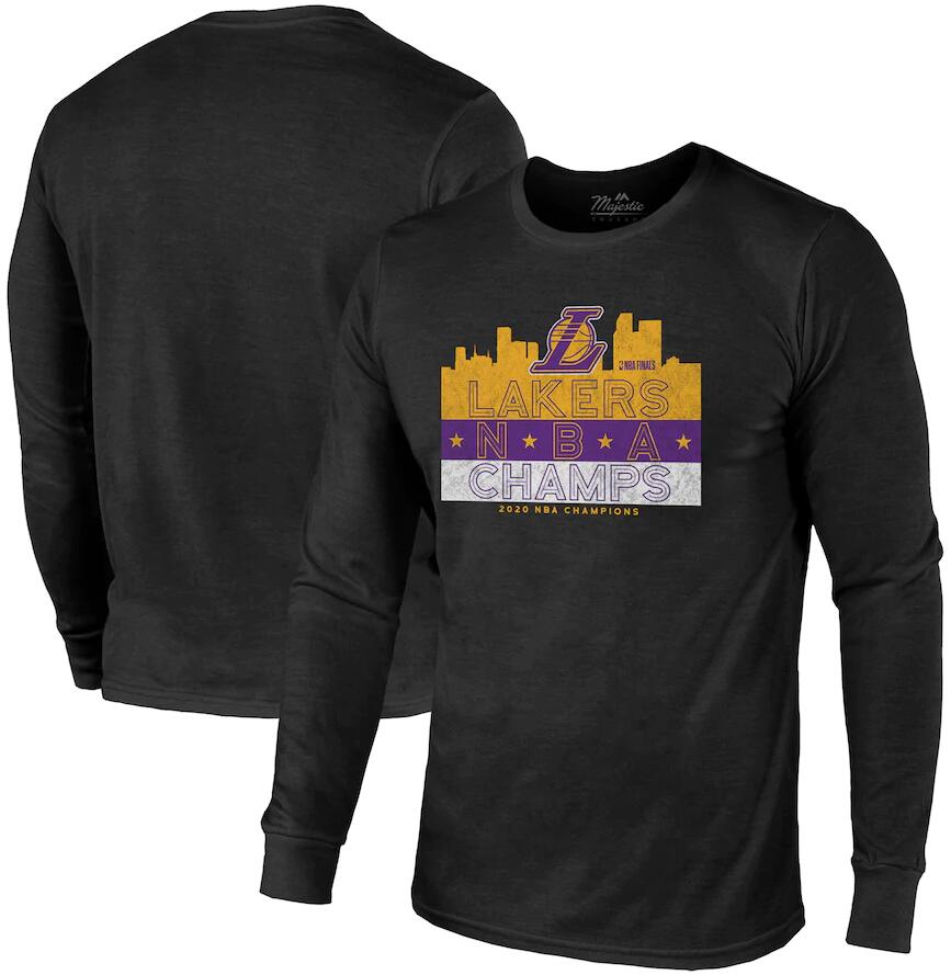 Men's Los Angeles Lakers Black 2020 NBA Finals Champions Tri Blend Long Sleeve T-Shirt