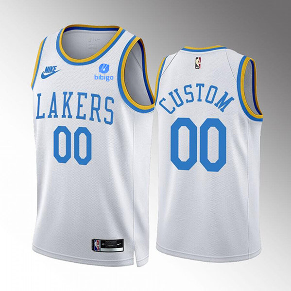 Men's Los Angeles Lakers Customized 2022 23 White Classic Edition Stitched Basketball Jersey