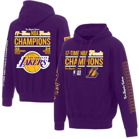 Men's Los Angeles Lakers Purple 17 Time NBA Finals Champions Pullover Hoodie